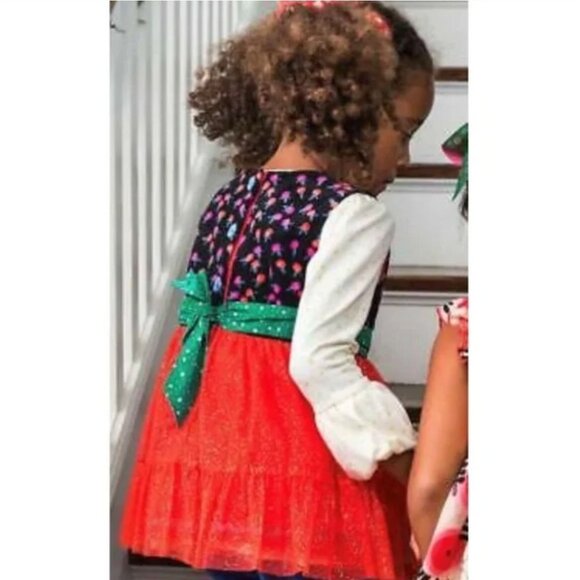 Matilda Jane CAROLING AWAY Top 2 Girls Sparkle Red Tulle Velour Make Believe 2 a - Picture 8 of 8